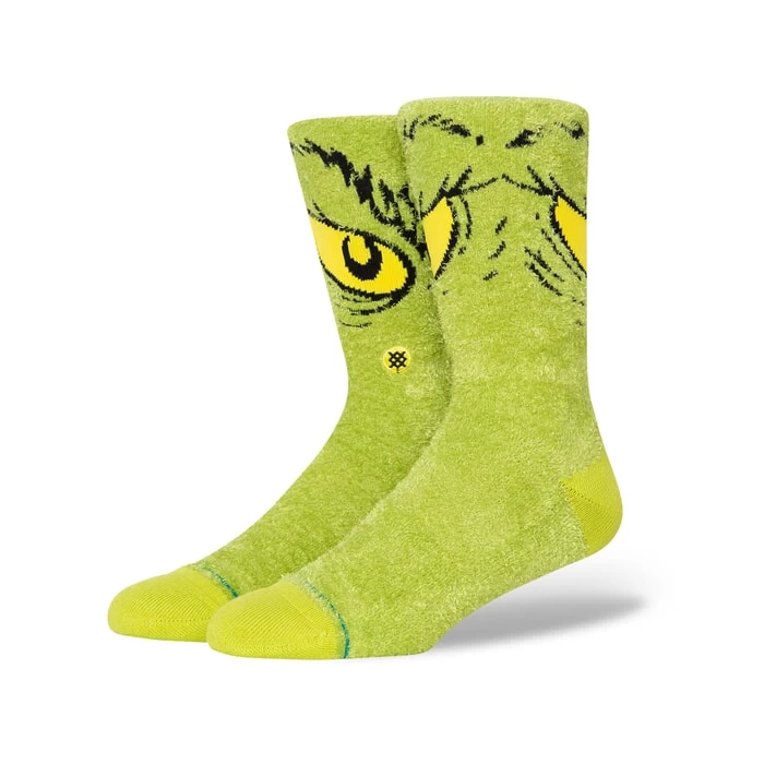 Stance Da Da Dagrinch The Grinch Crew Socks In Green 3 Stance Da Da Dagrinch The Grinch Crew Socks In Green