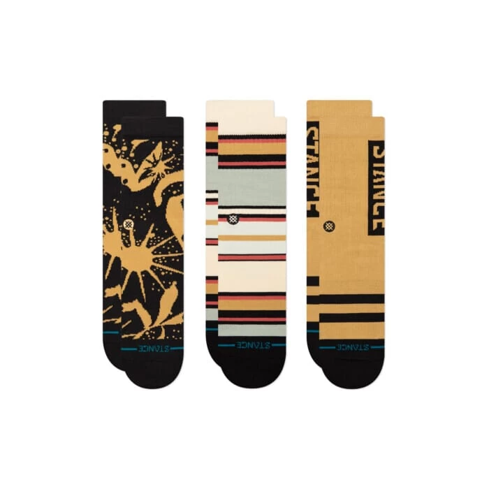 Stance Dunes 3 Pack Crew Socks In Black Brown 3 Stance Dunes 3 Pack Crew Socks In Black Brown