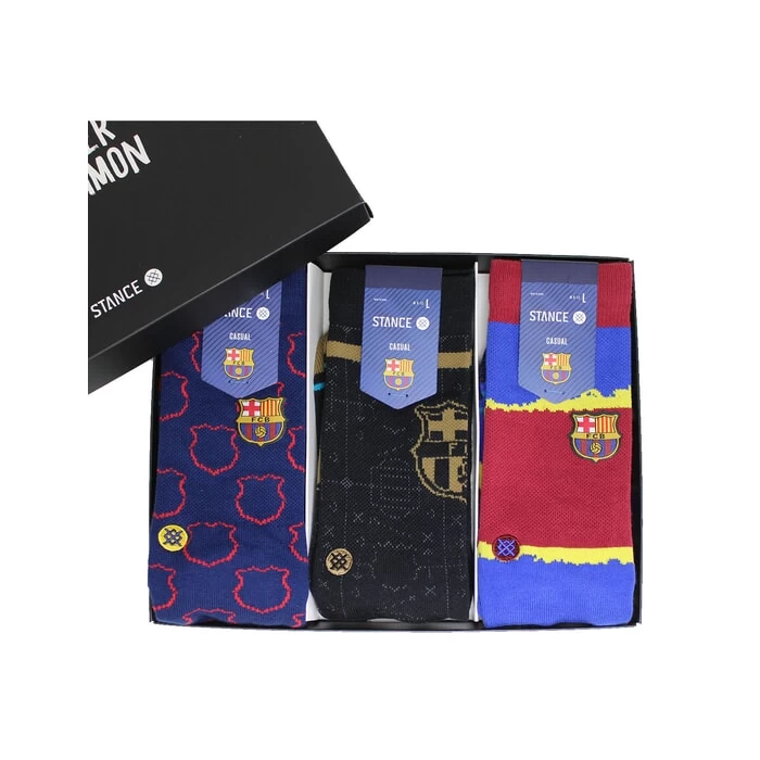 Stance Gift Box FC Barcelona Crew Socks In Multi 3 Stance Gift Box FC Barcelona Crew Socks In Multi
