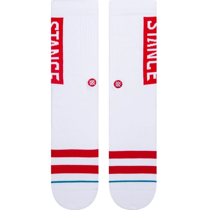 Stance OG Crew Socks In White Red 4 Stance OG Crew Socks In White Red - Image 2