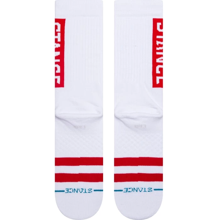 Stance OG Crew Socks In White Red 5 Stance OG Crew Socks In White Red - Image 3
