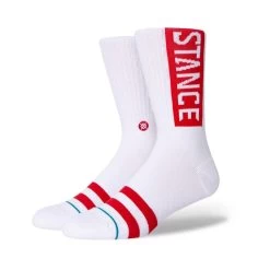 Stance OG Crew Socks In White Red
