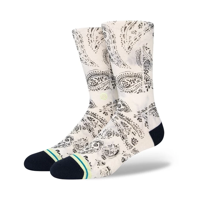 Stance Paizley Crew Socks In Vintage White 3 Stance Paizley Crew Socks In Vintage White