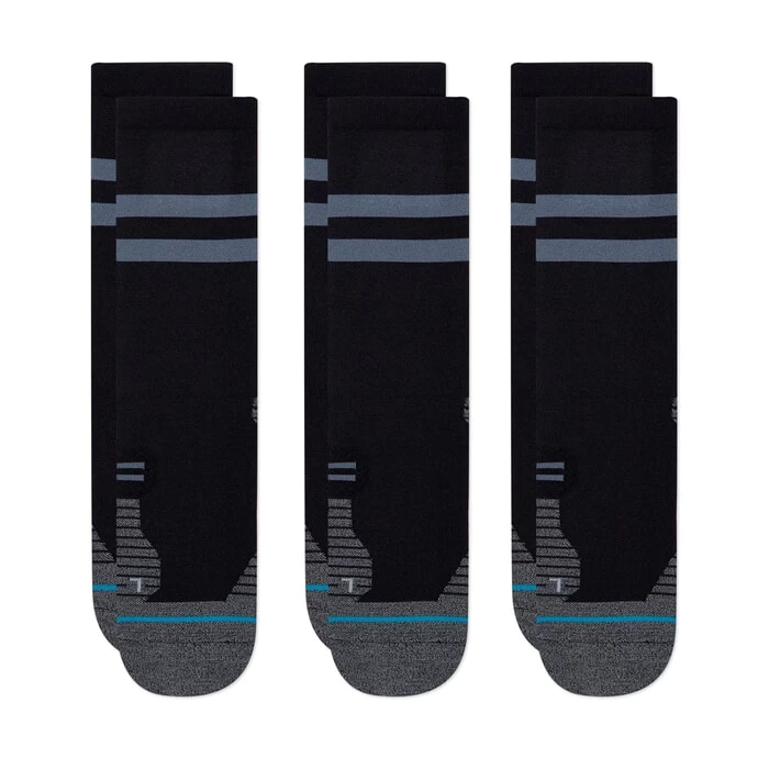 Stance Run Light 3 Pack Crew Socks In Black 3 Stance Run Light 3 Pack Crew Socks In Black