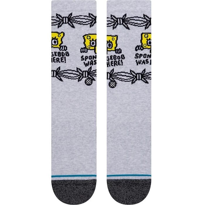 Stance Bob Was Here Spongebob Crew Socks In Heathergrey 4 Stance Bob Was Here Spongebob Crew Socks In Heathergrey - Image 2