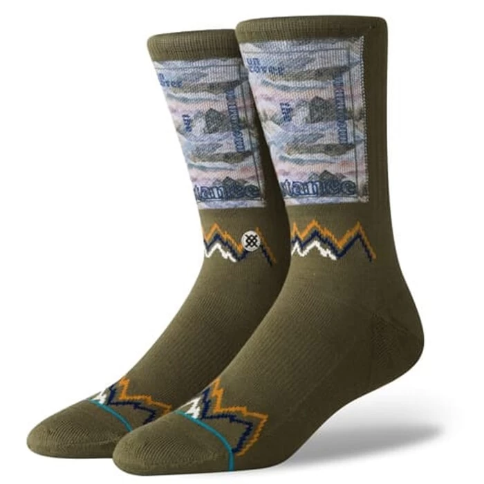 Stance Stance Peak Crew Socks In Army 3 Stance Stance Peak Crew Socks In Army