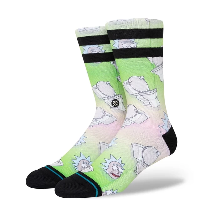 Stance The Seat Rick & Morty Crew Socks In Multi 3 Stance The Seat Rick & Morty Crew Socks In Multi